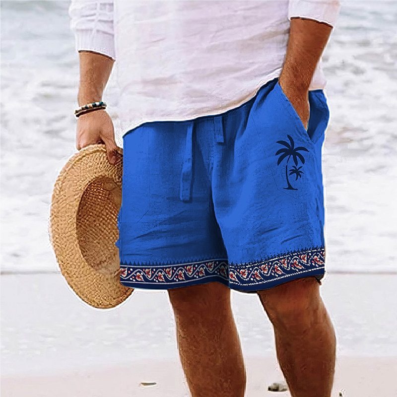 men’s summer print beach shorts front view
