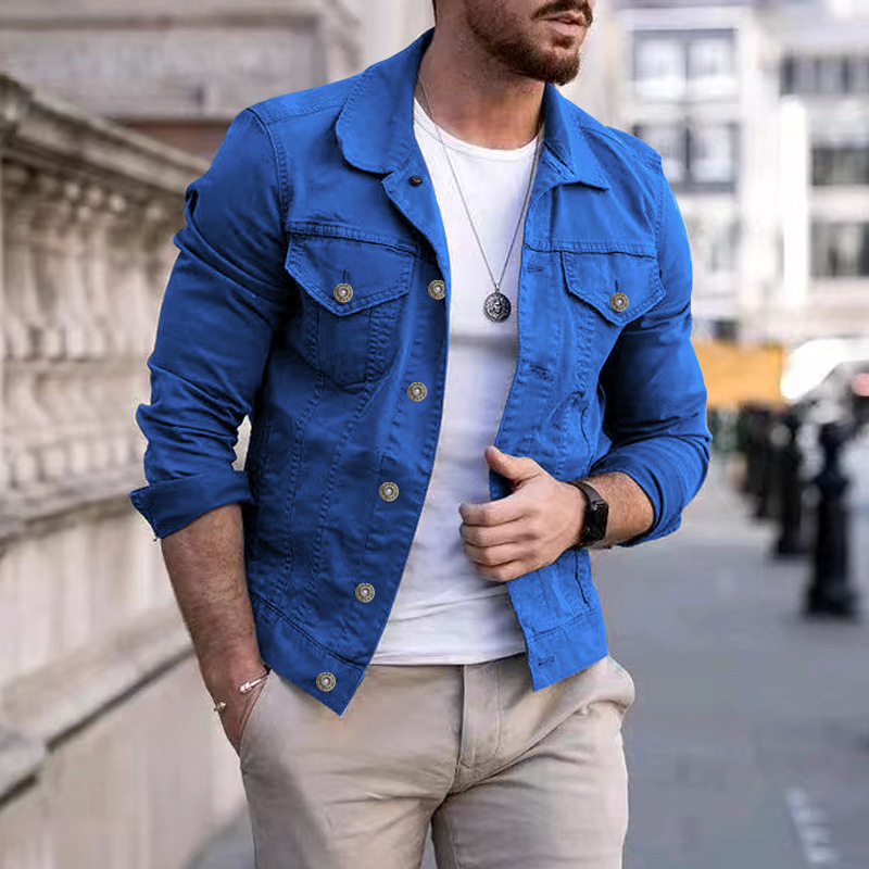 Men’s Slim Fit Denim Lapel Jacket - Image 7