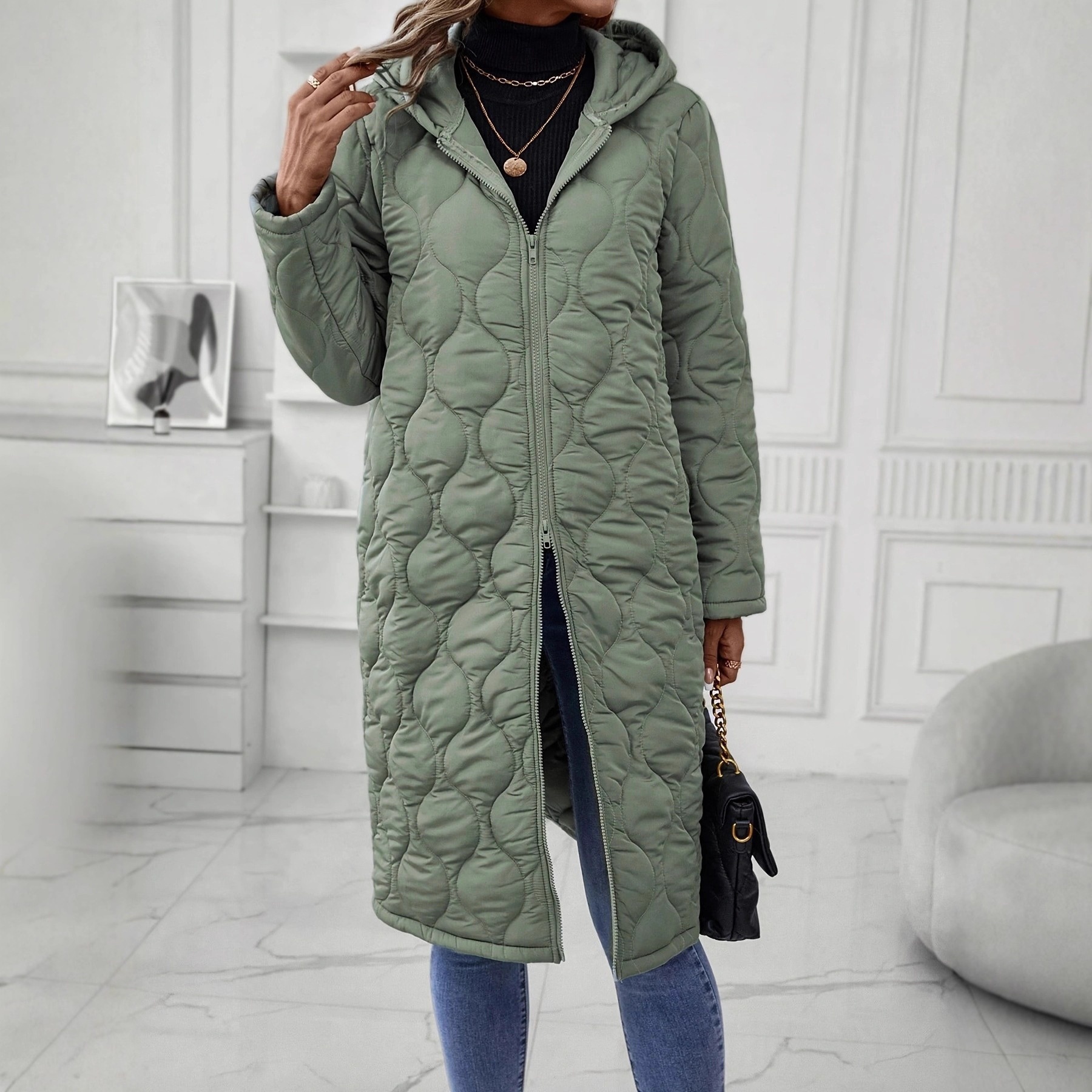 Women’s Zipper Hooded Thickened Cotton Jacket Loose Fit - Image 4