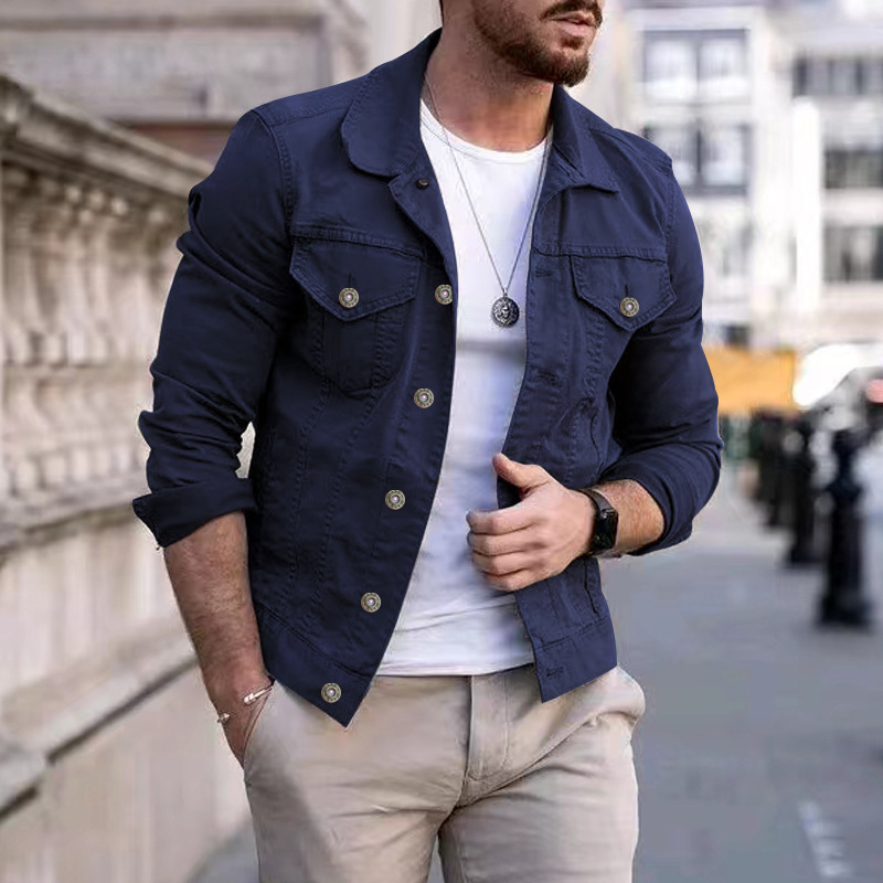 Men’s Slim Fit Denim Lapel Jacket - Image 10