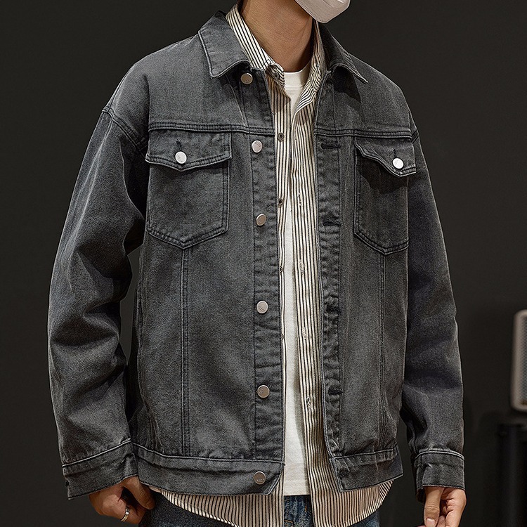 Men’s Classic Cotton Denim Jacket Blue Front View