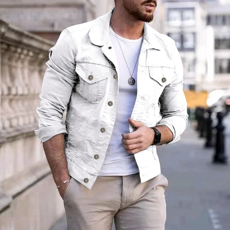 Men’s Slim Fit Denim Lapel Jacket - Image 6
